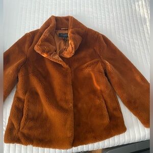 Faux Fur Coat - Rust